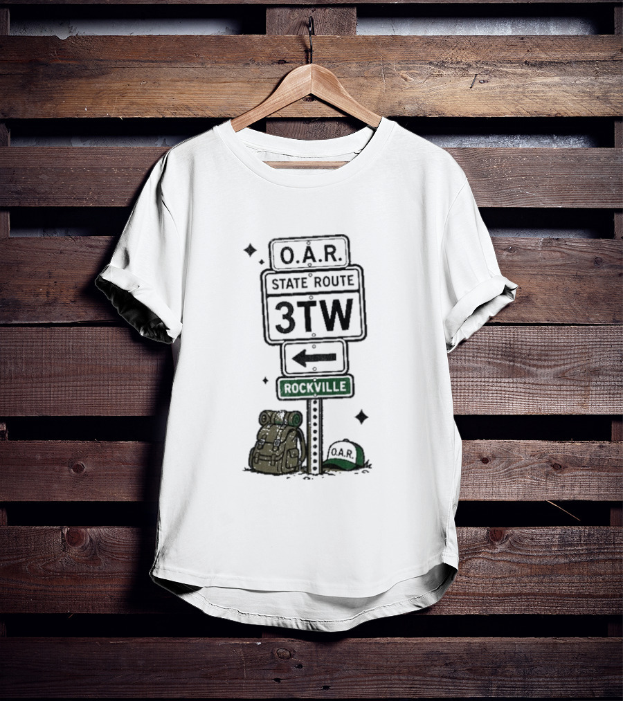 O.A.R. State Route 3TW Rockville Road Sign Backpack Adventure T-Shirt