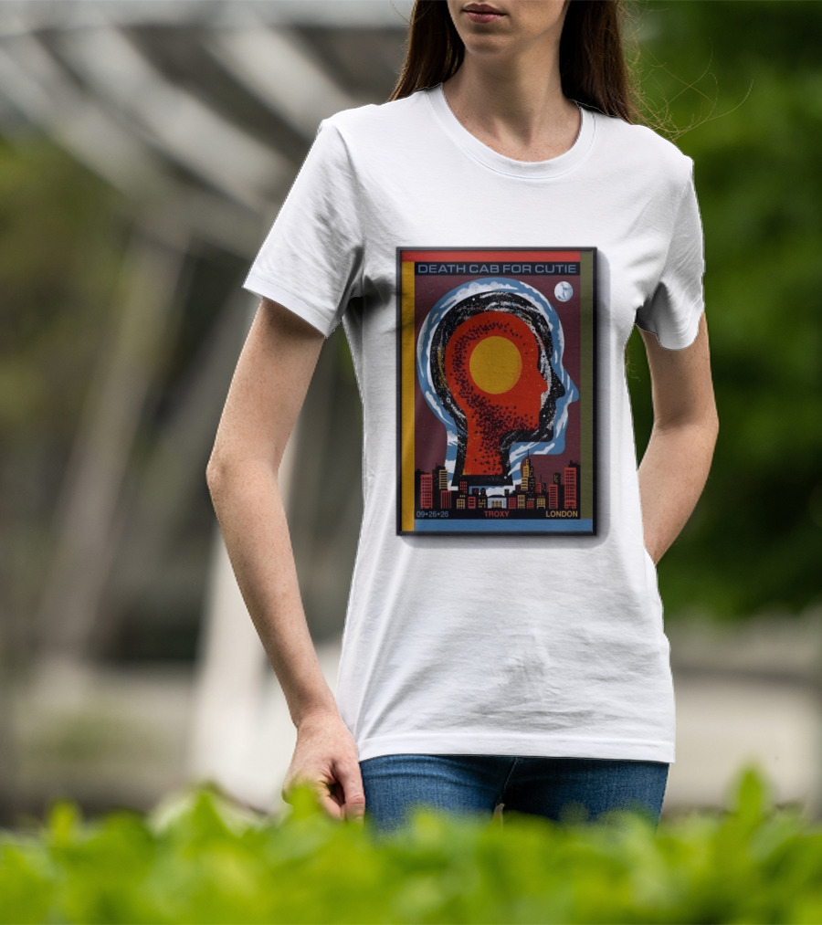 Death Cab For Cutie Troxy London 09.26.26 Concert Urban Skyline And Moon T-Shirt