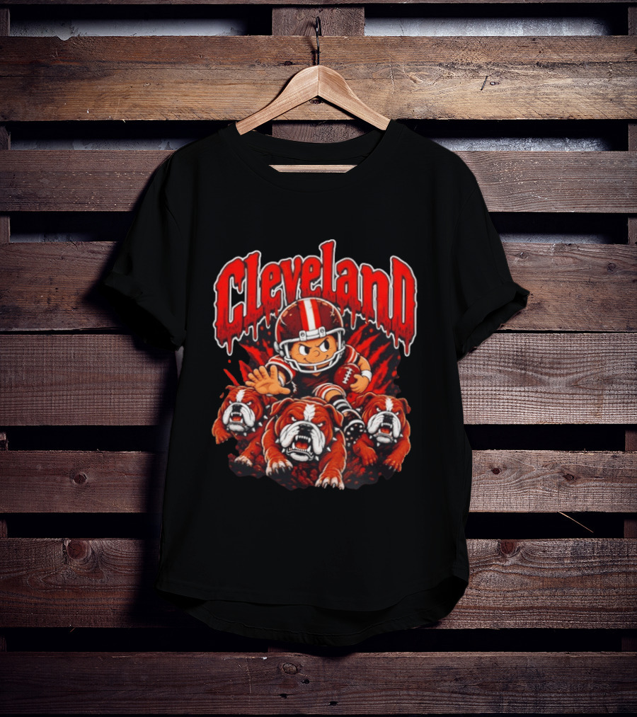 Cleveland Browns Bulldog Football Cartoon Vintage Style 2026 T-Shirt