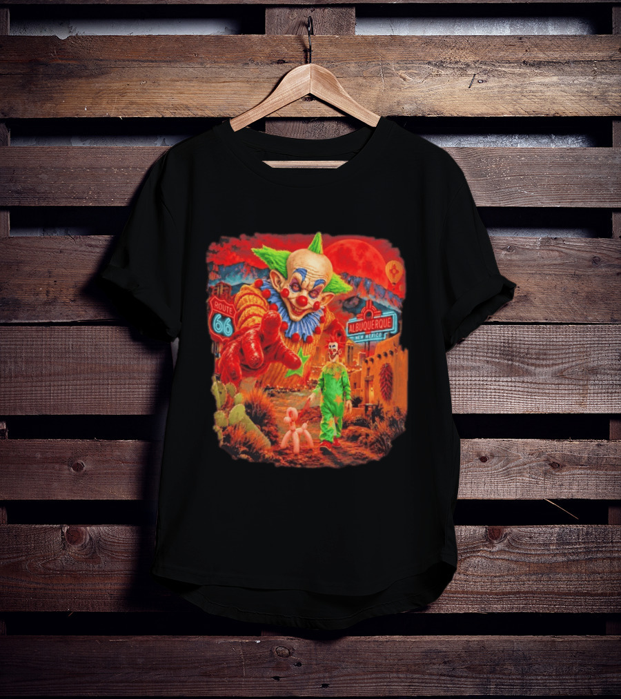 Creepy Clown Route 66 Albuquerque New Mexico Halloween Red Sky 2026 T-Shirt