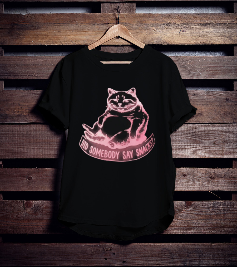 Did Somebody Say Snacks Fat Cat Neon Sitting T-Shirt