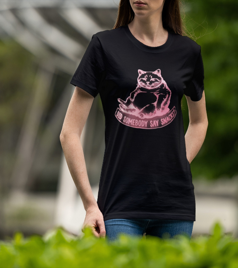Did Somebody Say Snacks Fat Cat Neon Sitting T-Shirt