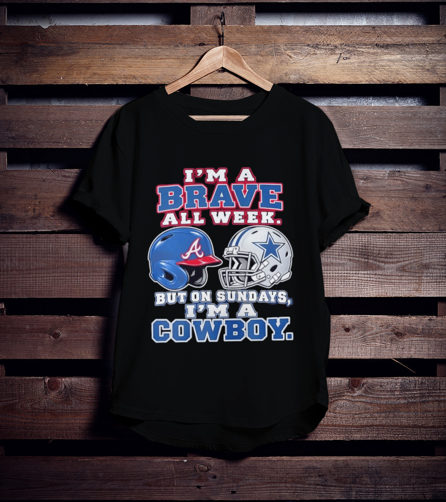 I'm A Brave All Week But On Sundays I'm A Cowboy Helmet Combination T-Shirt