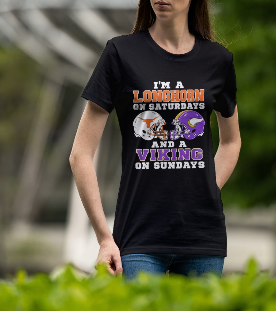 I'm A Longhorn On Saturdays And A Viking On Sundays Football Helmets T-Shirt