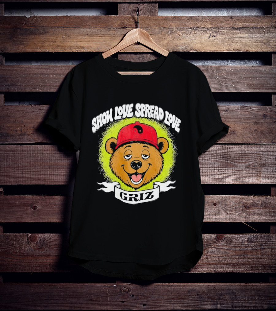 Griz Show Love Spread Love 1990's Bear Hat T-Shirt