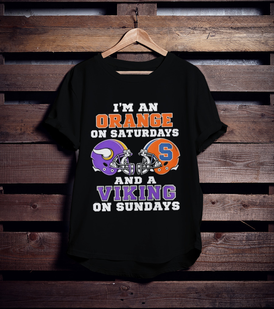 I'm An Orange On Saturdays And A Viking On Sundays Football Helmets T-Shirt