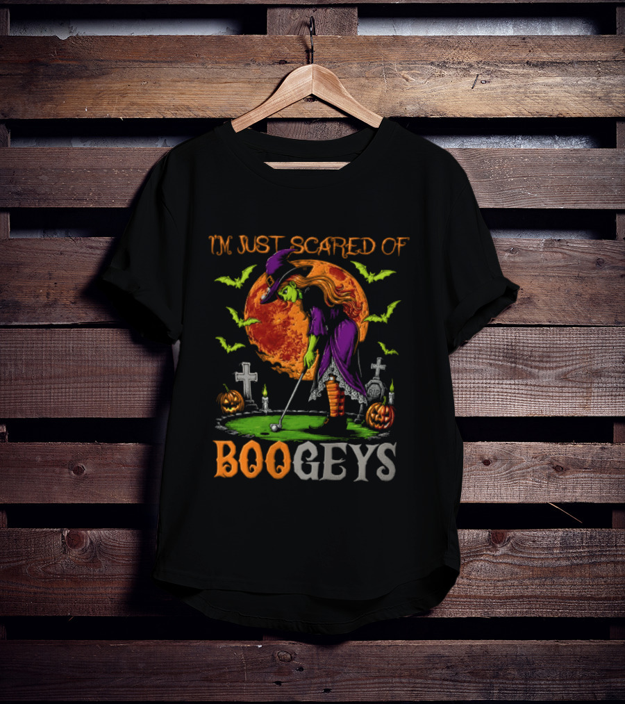 I'm Just Scared Of Bogeys Halloween Golf Witch Graveyard T-Shirt