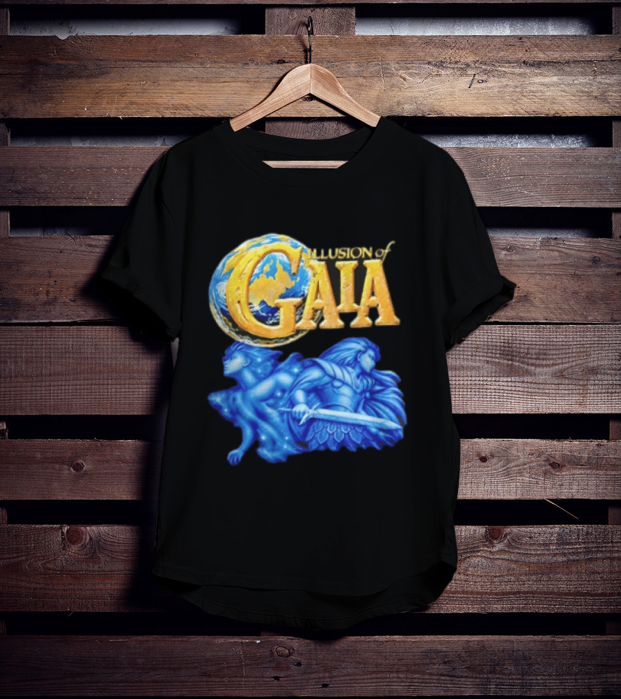 Illusion Of Gaia Earth Globe Blue Figures Sword T-Shirt