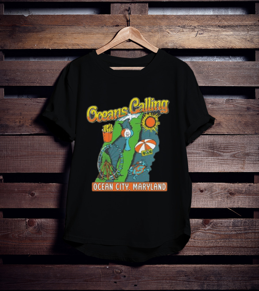 Oceans Calling Ocean City Maryland Festival Map Lineup T-Shirt