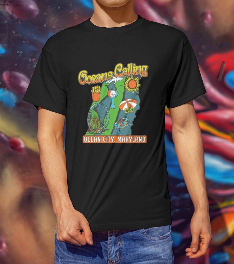Oceans Calling Ocean City Maryland Festival Map Lineup T-Shirt