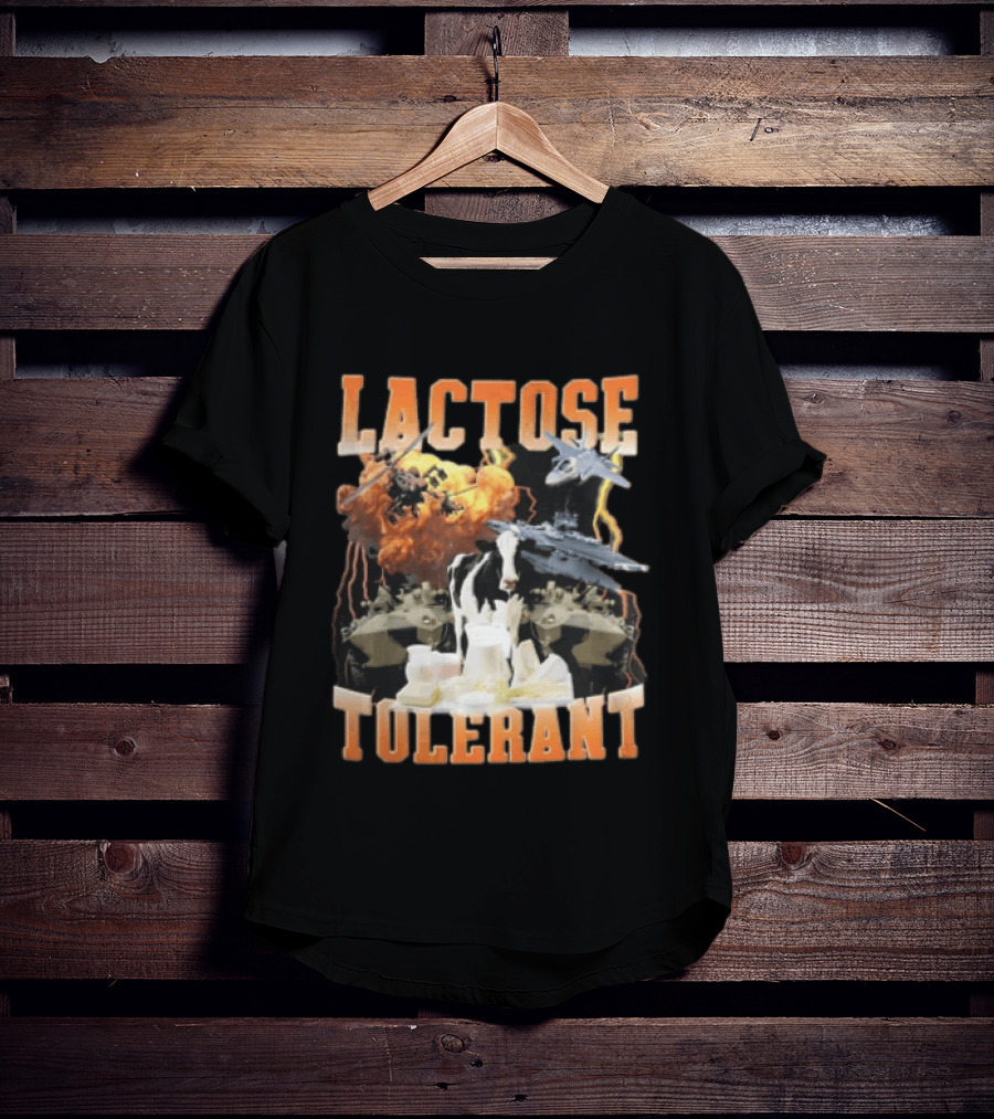 Lactose Tolerant Cow With Military Vehicles And Explosions T-Shirt