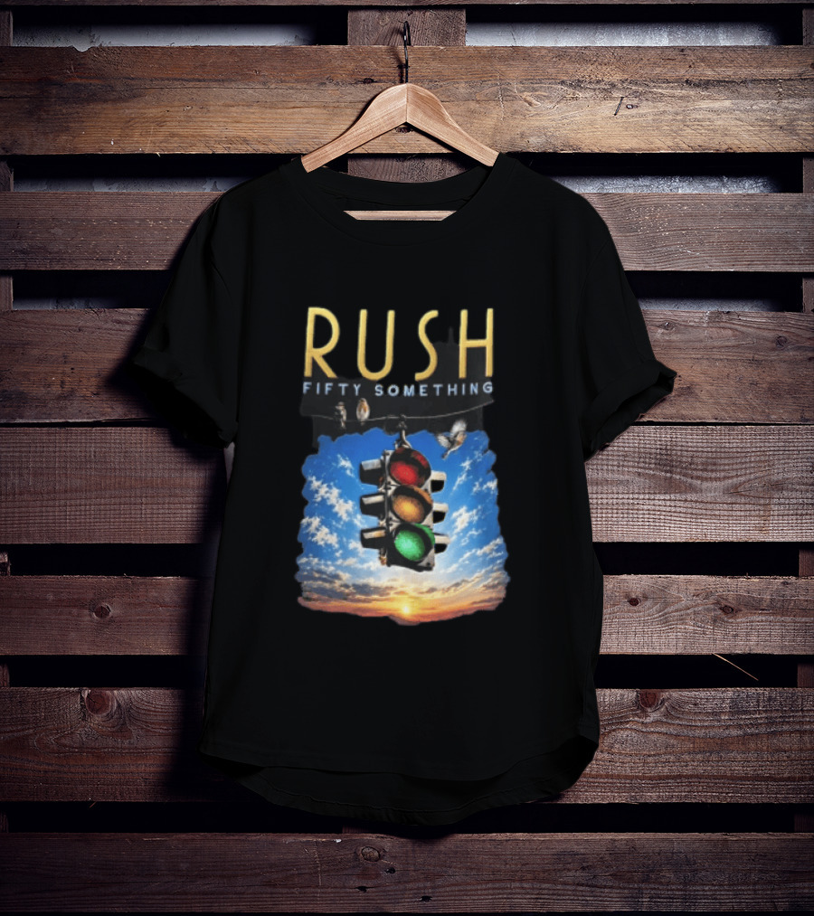Rush Fifty Something Traffic Light Birds Blue Sky Sunset T-Shirt