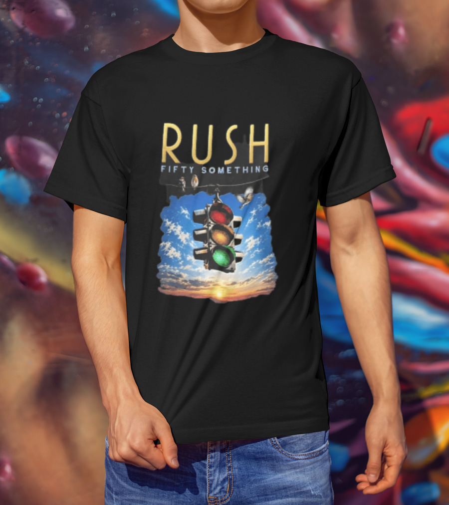 Rush Fifty Something Traffic Light Birds Blue Sky Sunset T-Shirt