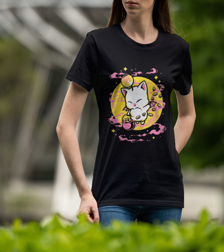 Moogle Cute Character With Candy Bucket And Glowing Yellow T-Shirt