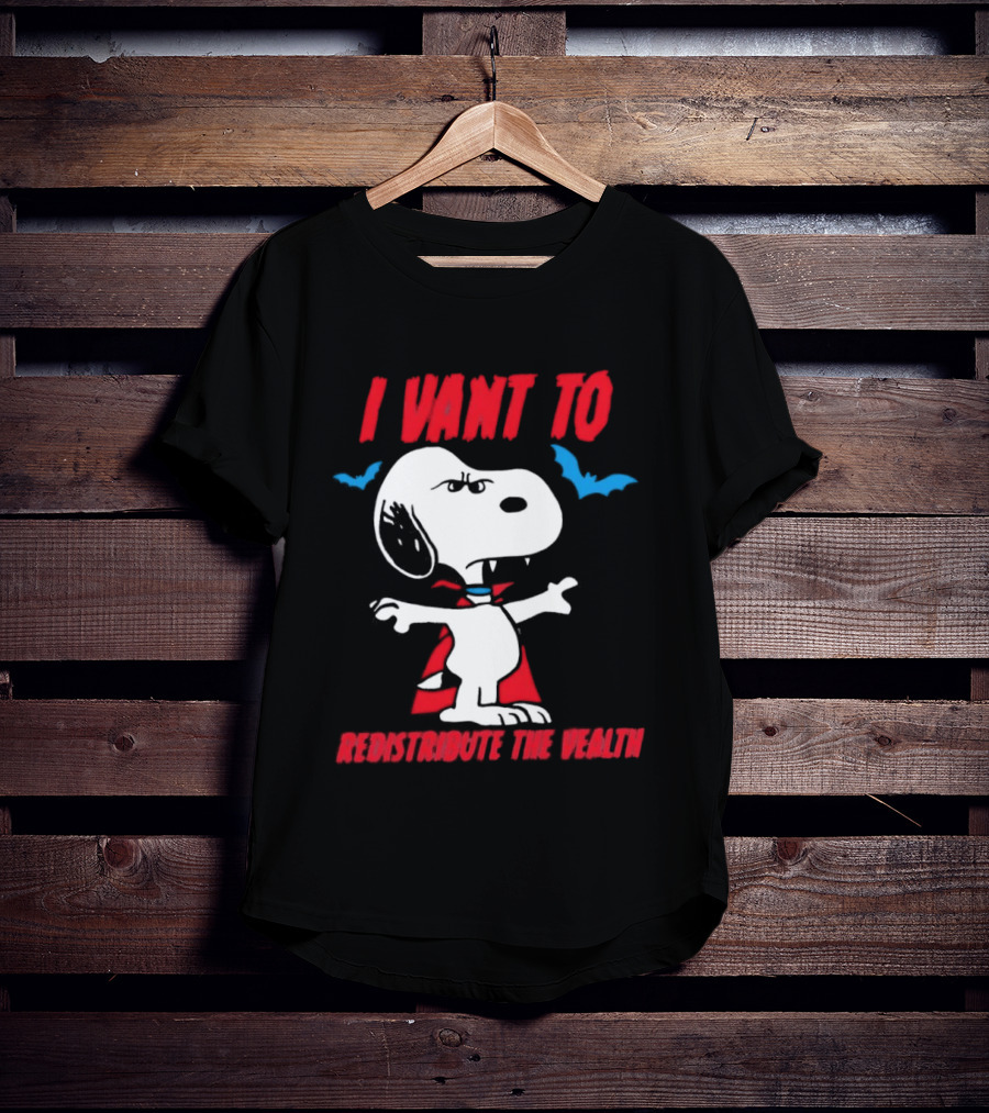 Snoopy I Vant To Redistribute The Wealth Vampire Cape And Bats T-Shirt