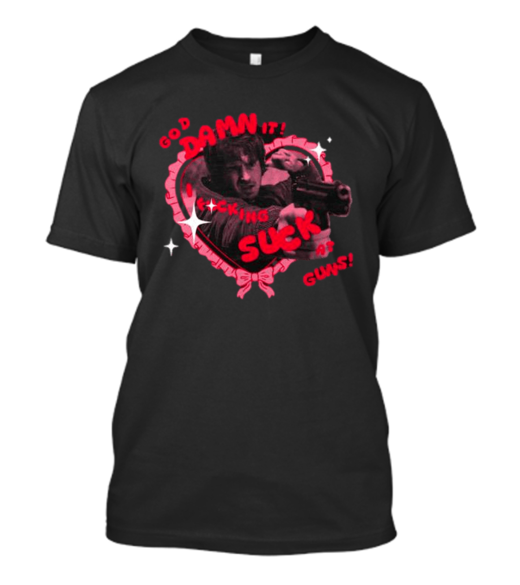 God Damn It I Suck At Guns Heart Ribbon T-Shirt