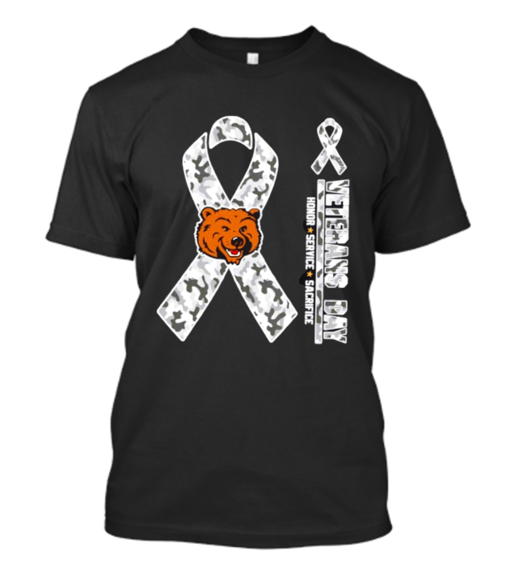 UCLA Bruins Veterans Day 2026 Honor Service Sacrifice Camo Ribbon Bear T-Shirt