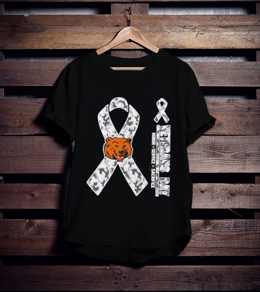 UCLA Bruins Veterans Day 2026 Honor Service Sacrifice Camo Ribbon Bear T-Shirt