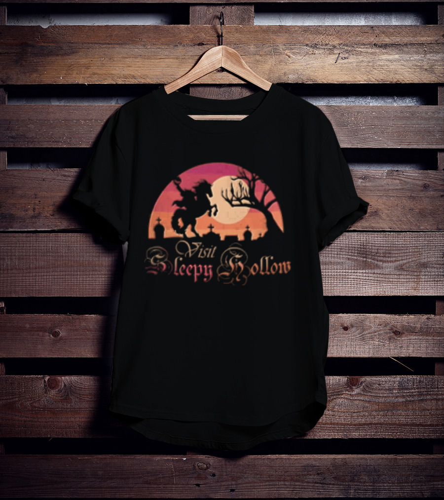 Visit Sleepy Hollow Headless Horseman Graveyard Sunset T-Shirt