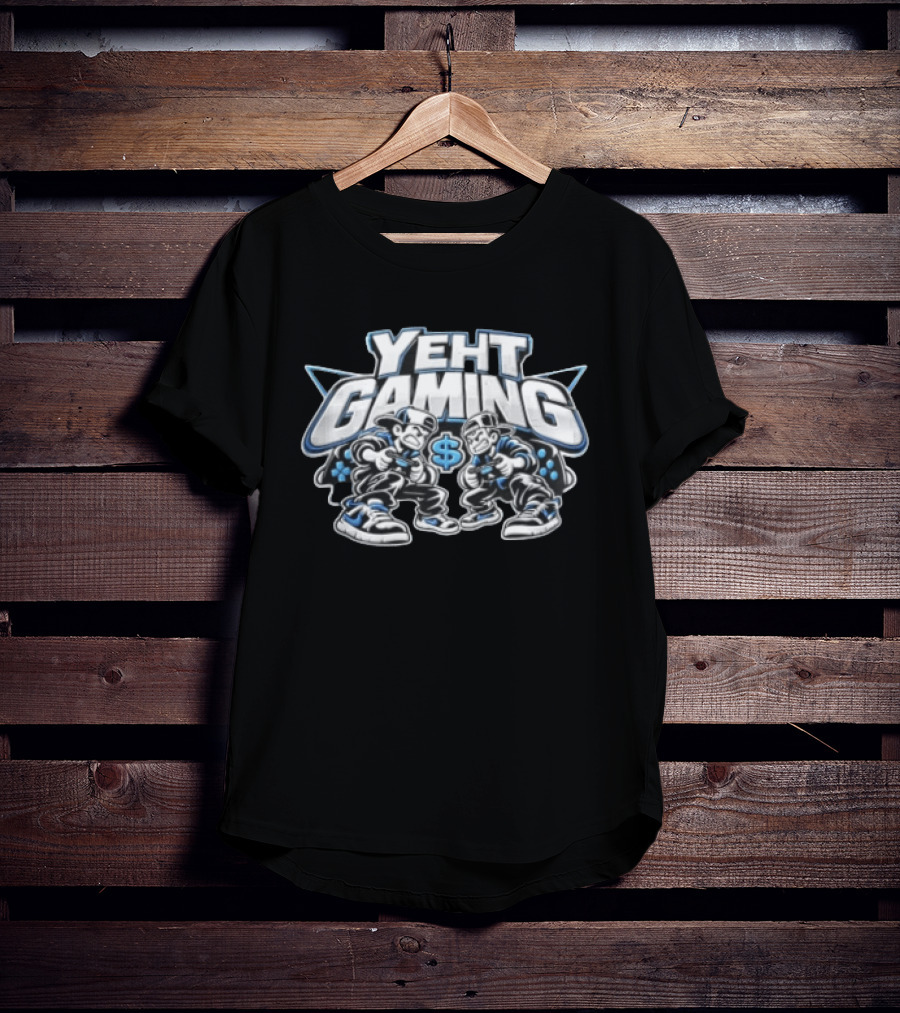Yeht Gaming Two Boys Playing Video Games Dollar Sign Joysticks Sneakers T-Shirt
