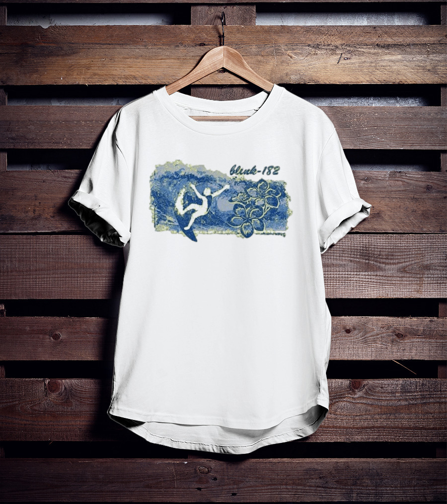 Blink 182 Surfer With Floral Wave T-Shirt