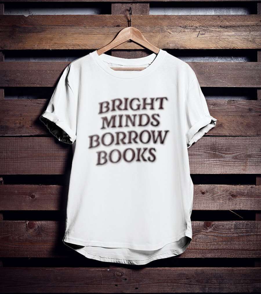 Bright Minds Borrow Books Maroon On Cream Fabric T-Shirt