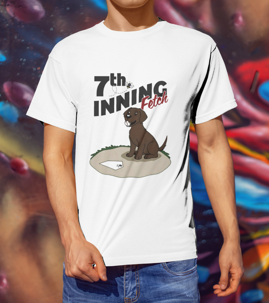 7th Inning Fetch Chocolate Lab Baseball Puppy T-Shirt