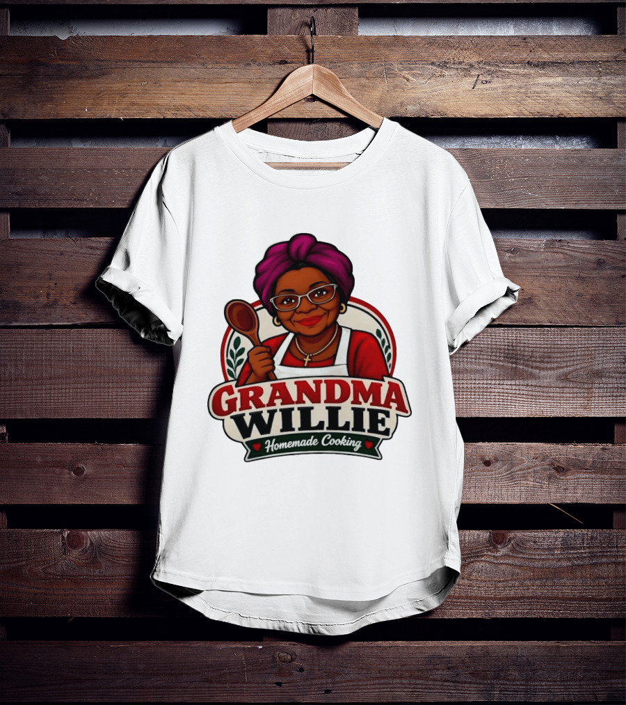 Grandma Willie Homemade Cooking Kitchen Apron Vector T-Shirt