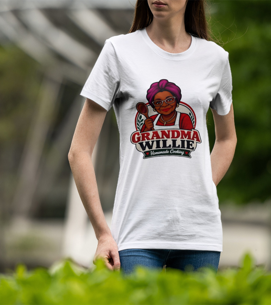 Grandma Willie Homemade Cooking Kitchen Apron Vector T-Shirt