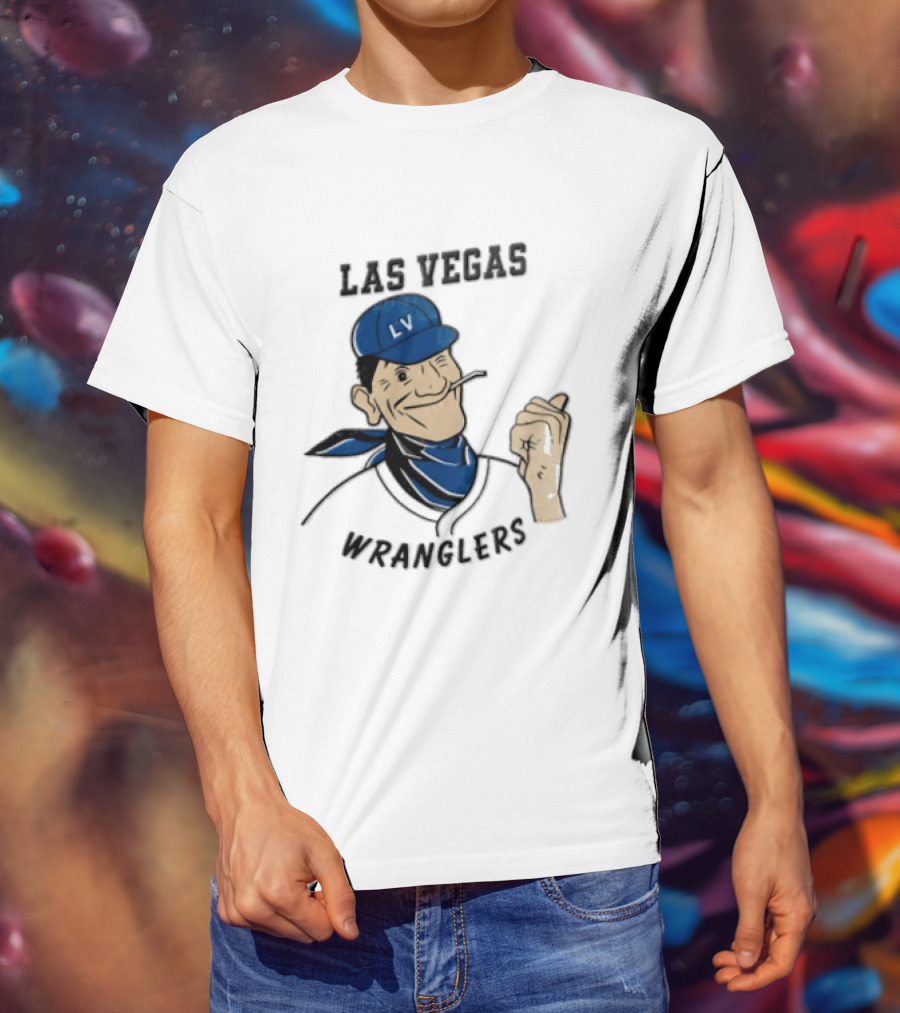 Las Vegas Wranglers Vintage Cartoon Character With Hat And Bandana T-Shirt