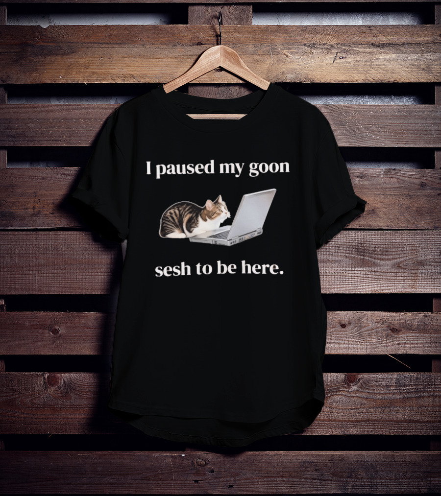 Cat I Paused My Goon Sesh To Be Here With Laptop T-Shirt