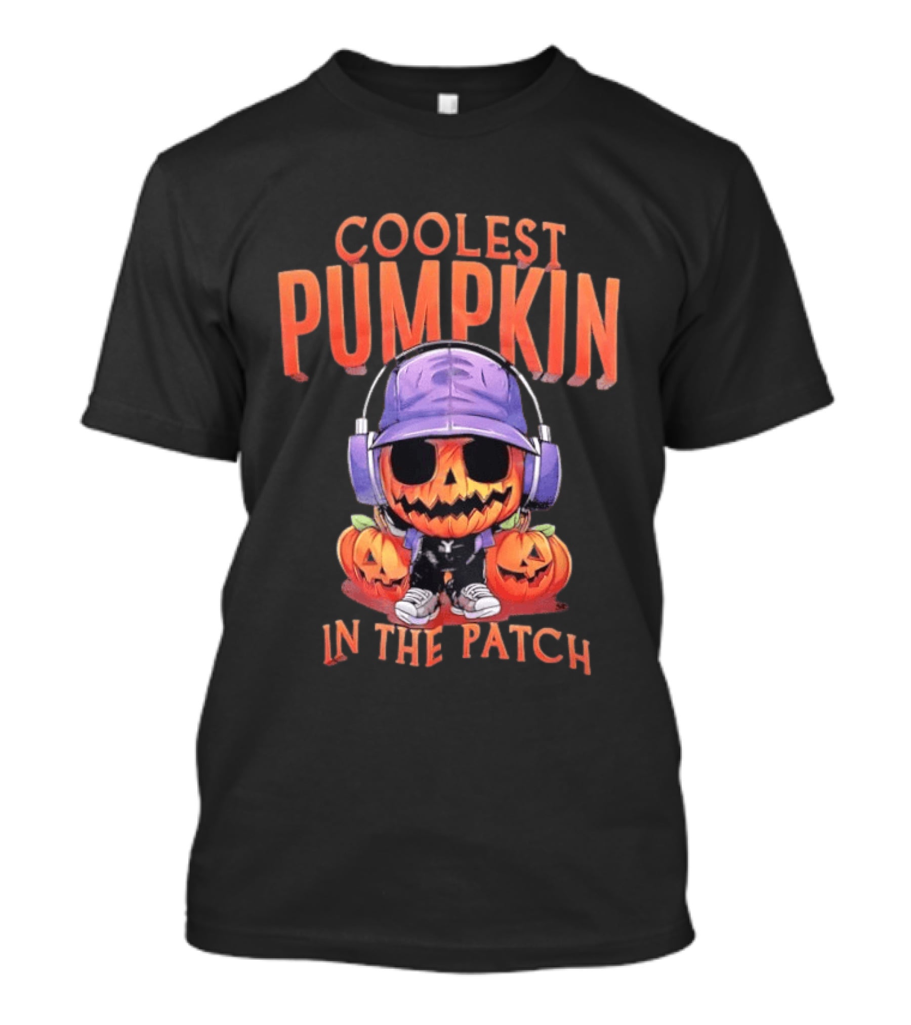 Coolest Pumpkin In The Patch Halloween Pumpkin With Headphones And Sunglasses T-Shirt