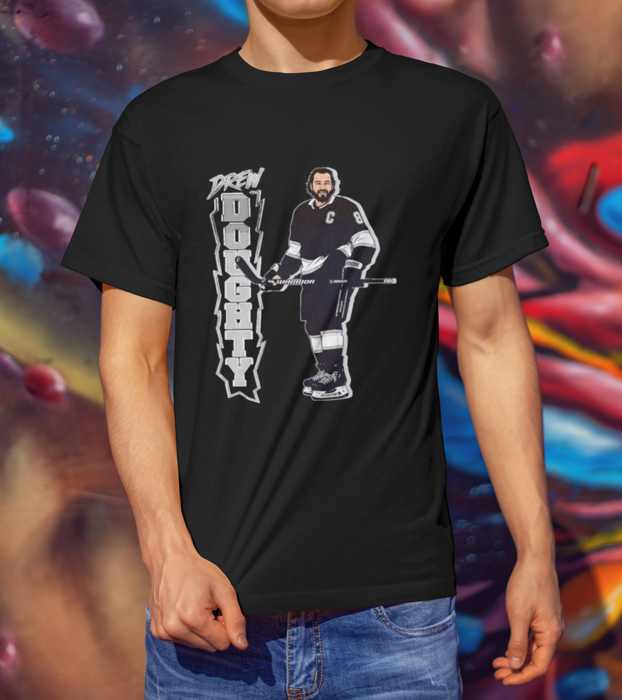 Drew Doughty Captain 8 Los Angeles Kings Hockey Vertical T-Shirt