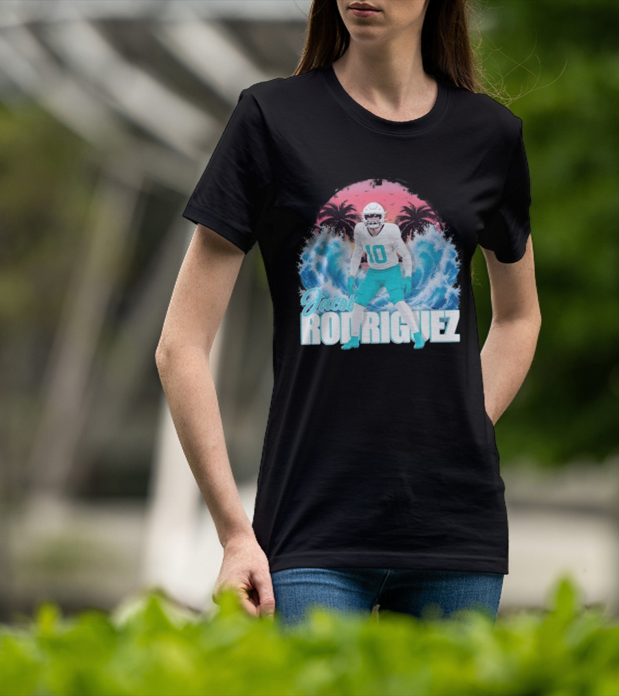 Jacob Rodriguez Miami Dolphins Tidal Wave Football Player Tropical T-Shirt