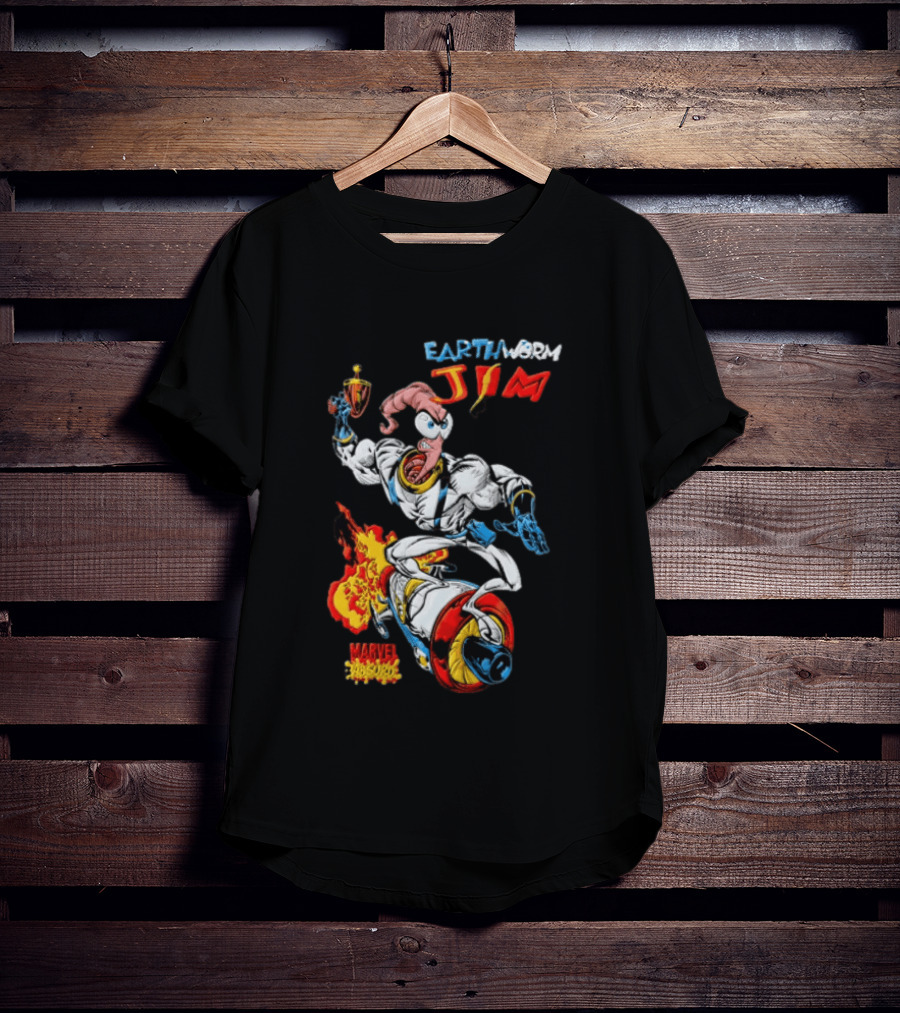 Earthworm Jim Marvel Absurd Dynamic Action Scene T-Shirt