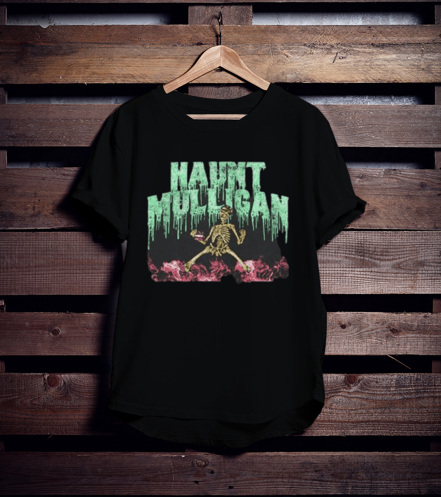 Halloween Skeleton Hot Mulligan Dripping Text Pink Smoke T-Shirt