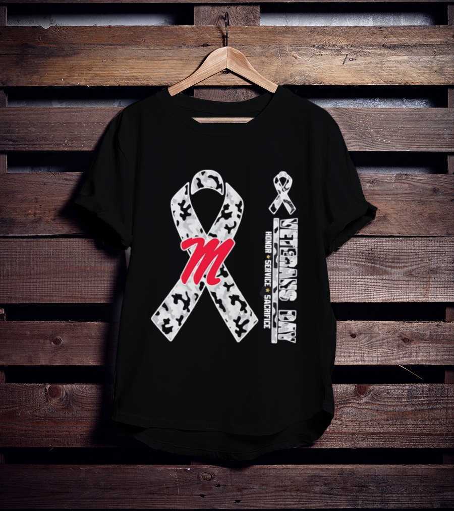 Ole Miss Rebels Veterans Day 2026 Camo Ribbon Honor Service Sacrifice T-Shirt