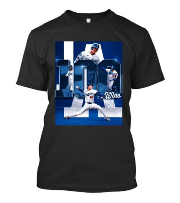 Original MLB Los Angeles Dodgers 100 Wins Player Celebration Victory T-Shirt