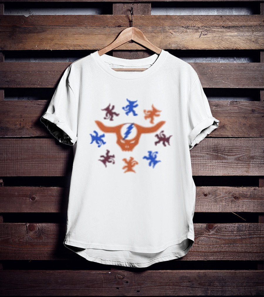 Grateful Dead Texas Longhorn Skull With Colorful Stars T-Shirt