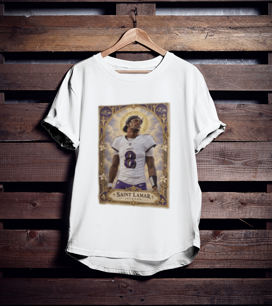 Saint Lamar Jackson Baltimore Ravens 8 Football Jersey Halo T-Shirt