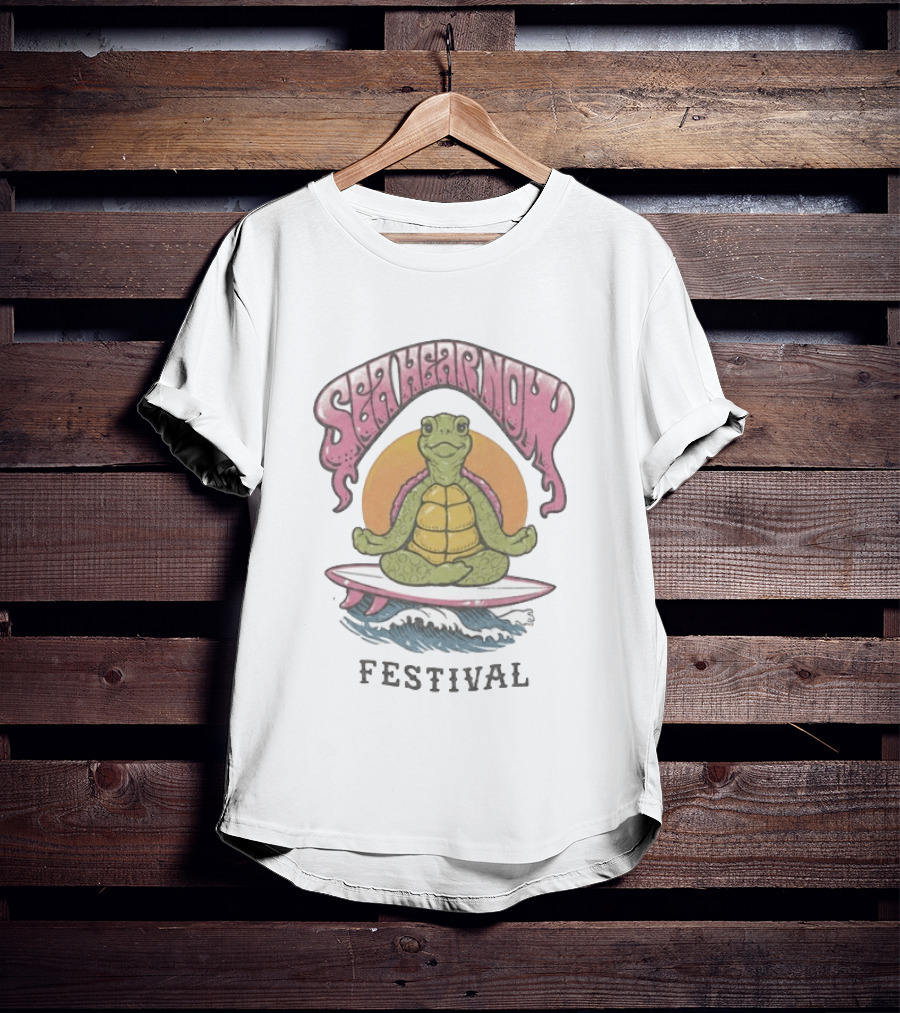 Sea Hear Now Festival September 19 & 20 2026 Asbury Park New Jersey Turtle Surfing Waves T-Shirt
