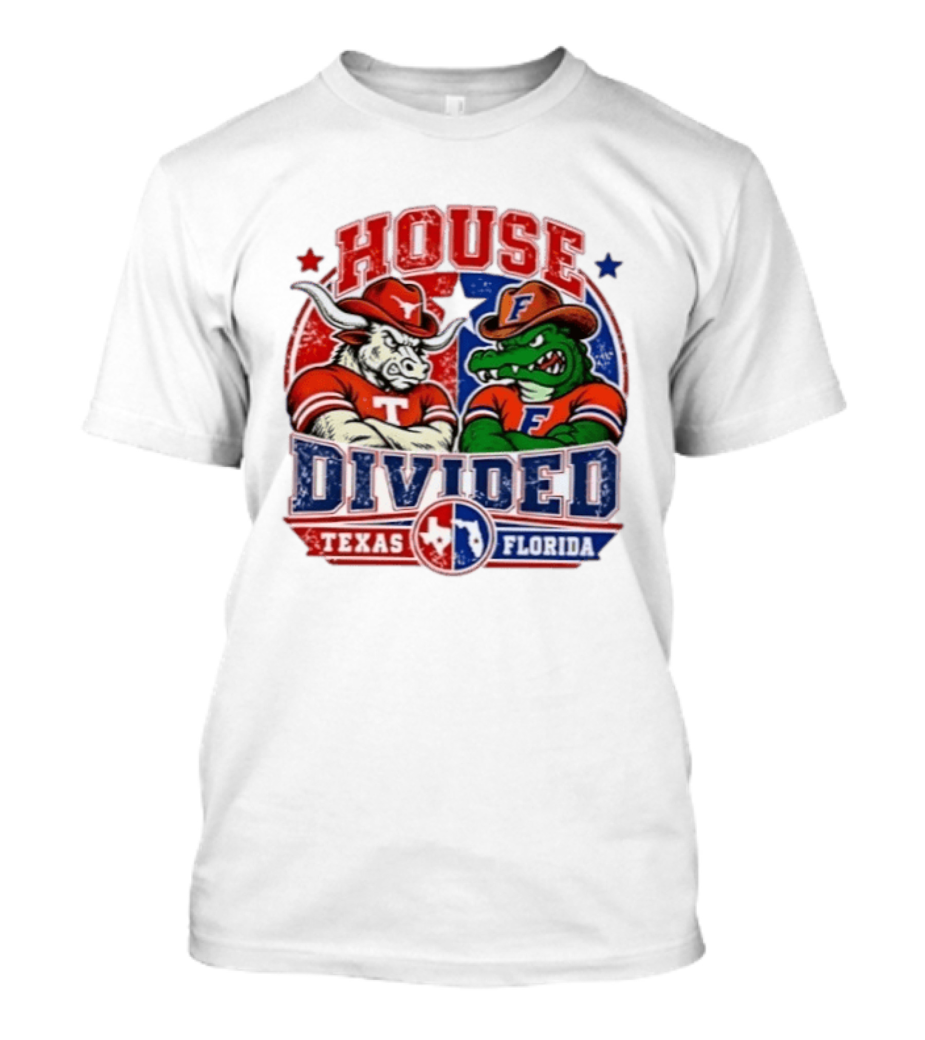 House Divided Texas Florida Longhorns Gators Rivalry Football T-Shirt