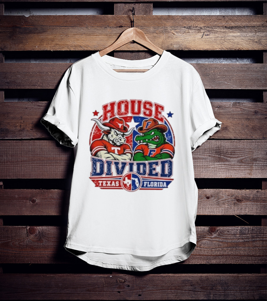 House Divided Texas Florida Longhorns Gators Rivalry Football T-Shirt