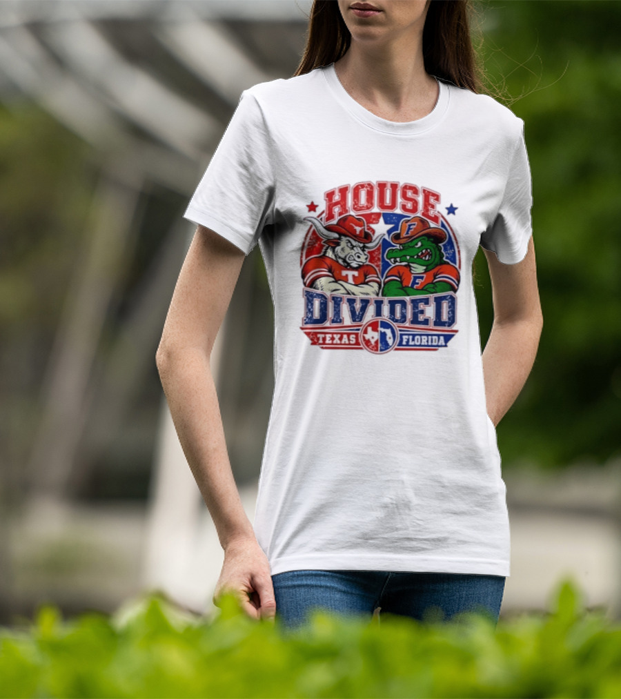 House Divided Texas Florida Longhorns Gators Rivalry Football T-Shirt