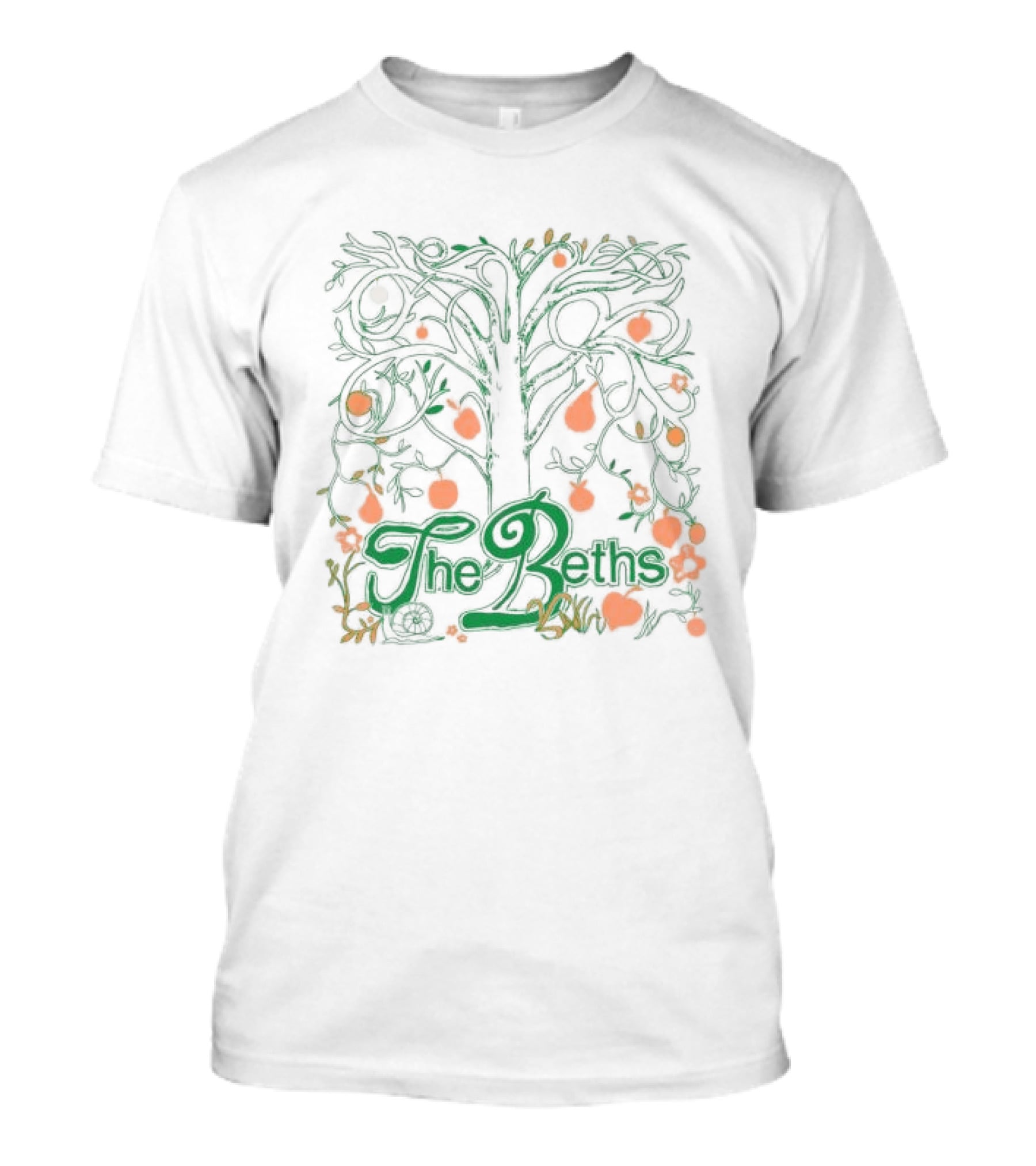 The Beths Fruit Tree Art Green Orange T-Shirt