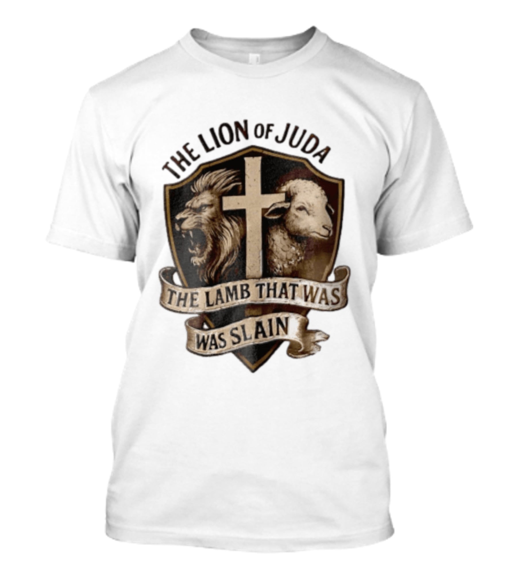 The Lion Of Judah Shield Cross The Lamb That Was Slain T-Shirt