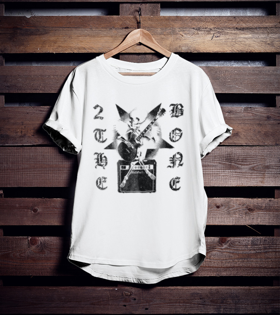 To The Bone Winged Skeleton Playing Guitar On Amplifier T-Shirt