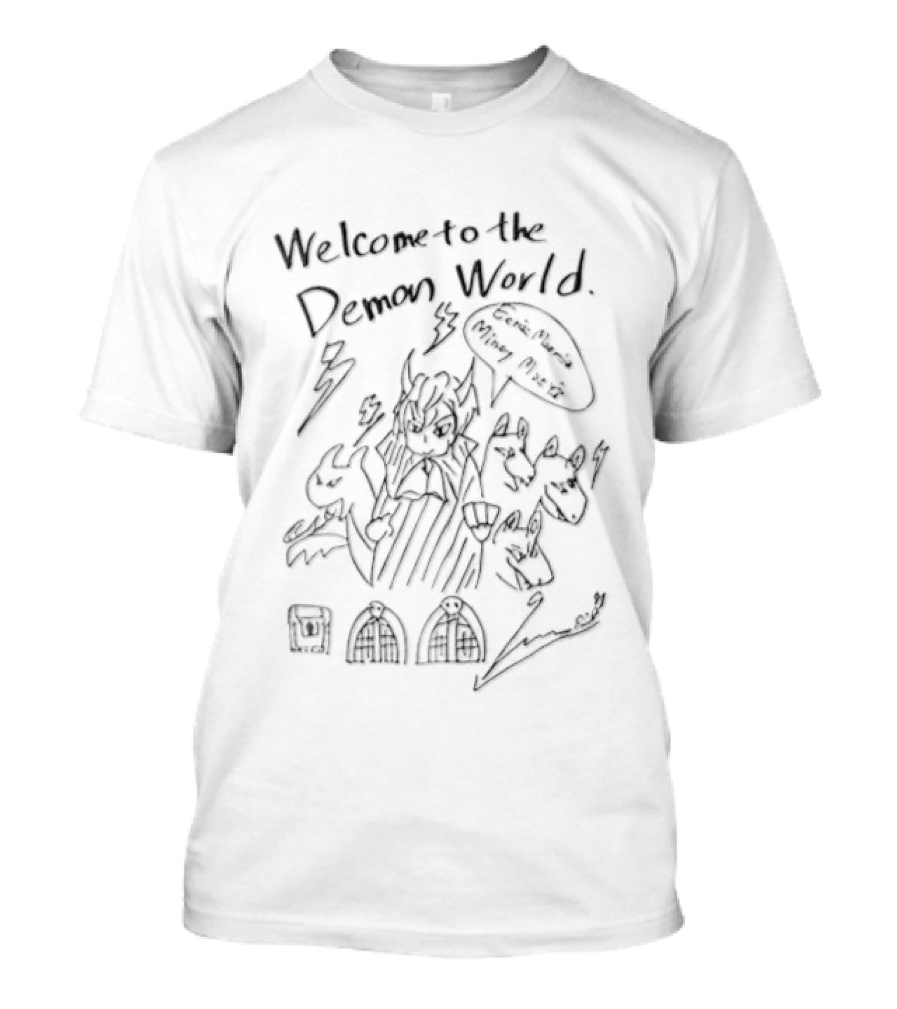 Welcome To The Demon World Anime Speech Bubble Monster Sketch T-Shirt
