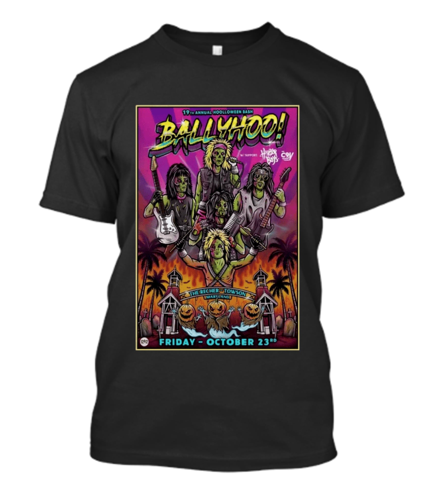 Ballyhoo! 19th Annual Hooloween Bash Recher Towson Friday October 23rd 2026 Halloween Skeleton Zombies T-Shirt