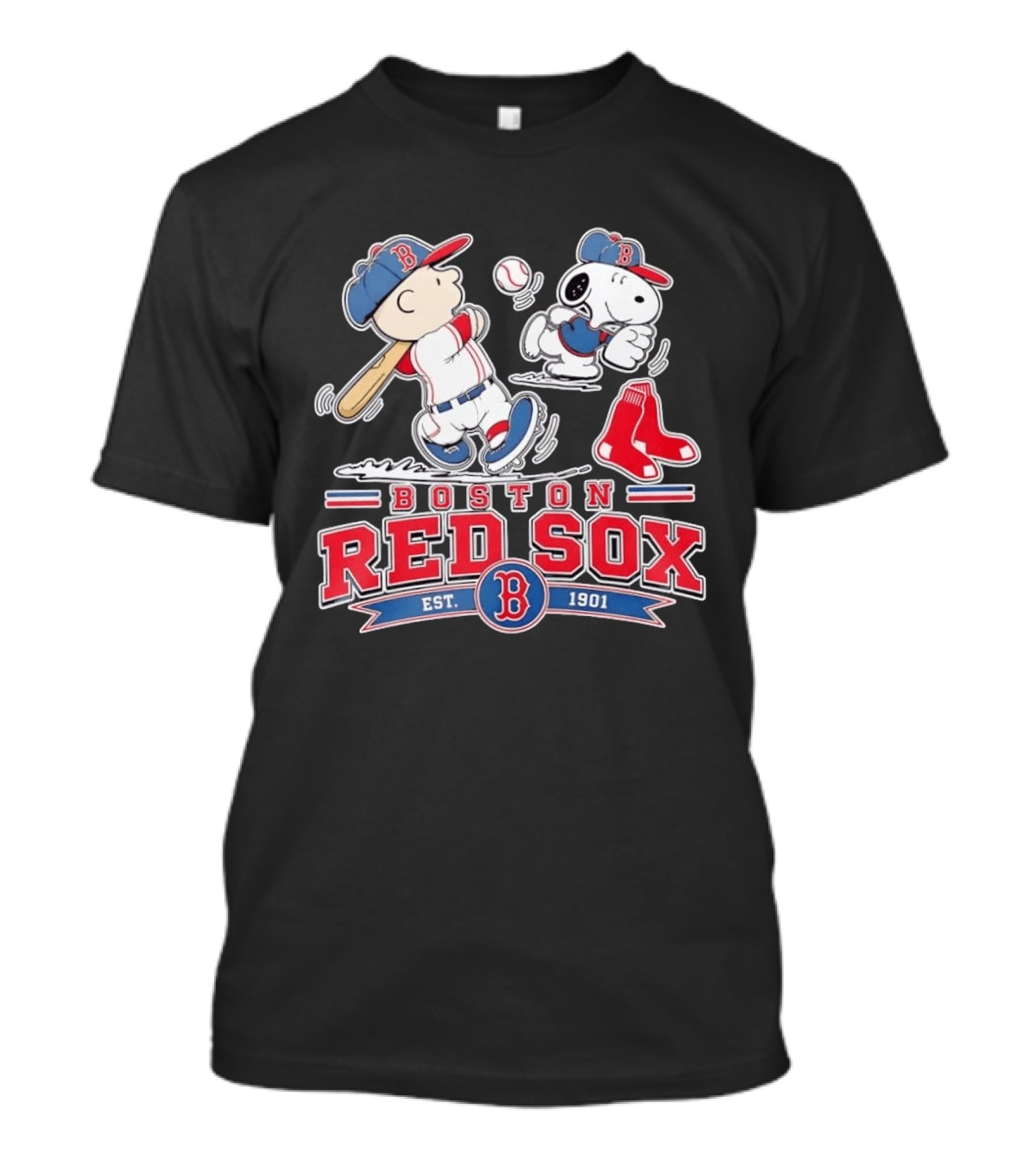 Charlie Brown And Snoopy Boston Red Sox Est 1901 Baseball Peanuts T-Shirt